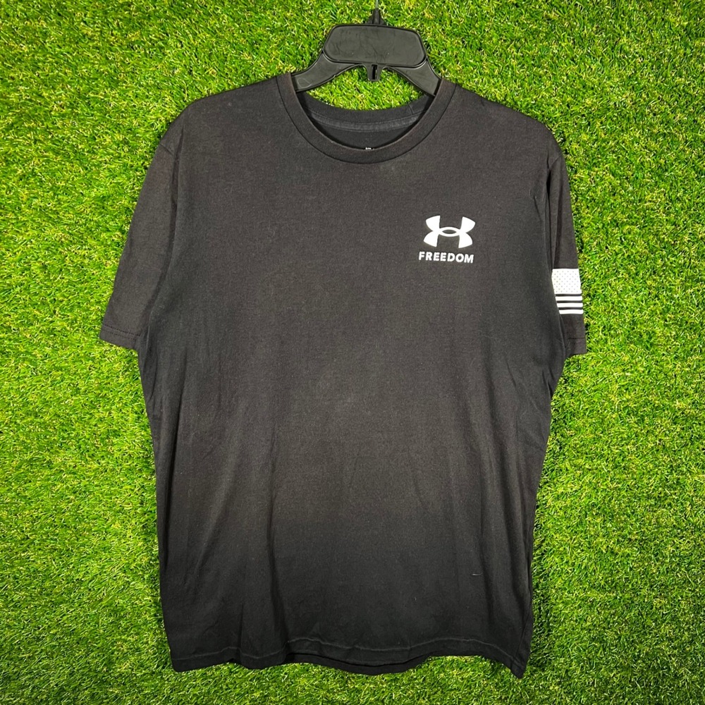Under Armour Freedom Flag T Shirt Mens Medium Black Graphic Short Sleeve Tee
